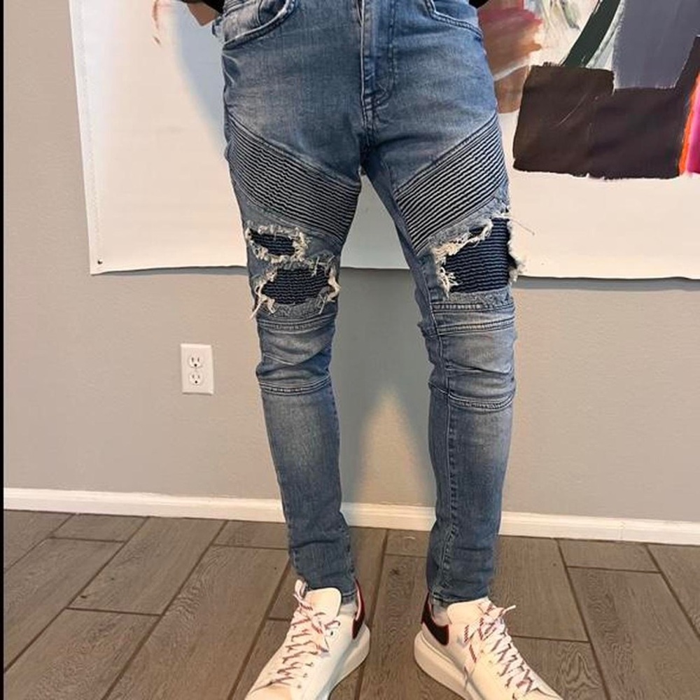 Zara Distressed Biker Denim